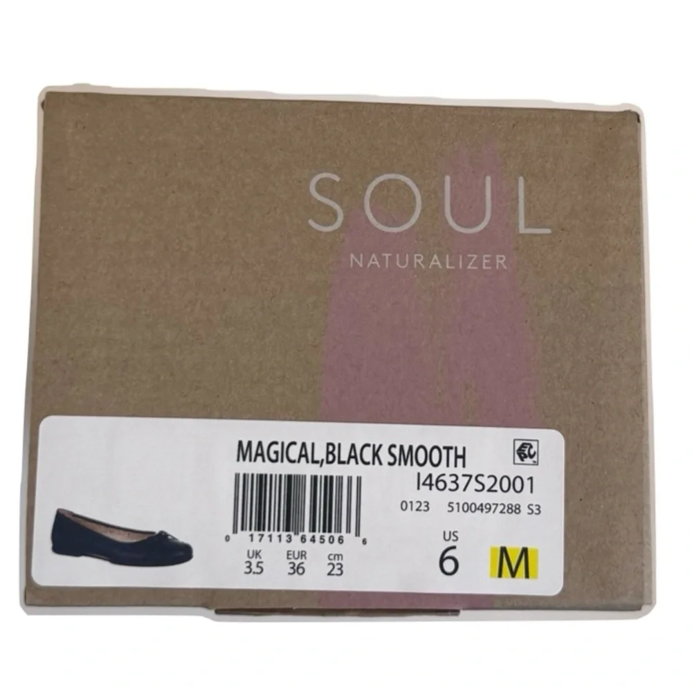 Naturalizer Natural Soul Magical Black Ballet Flats Size 6
